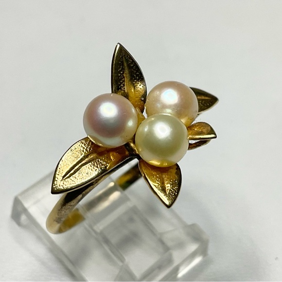 Vintage 14K GE Cultured Pearl Ring SZ 7.75 - Picture 3 of 6